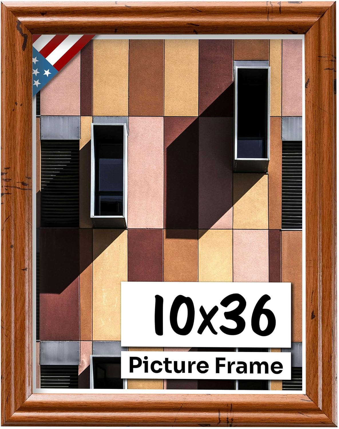 Distressed Oak 10x36 Picture Frame - Handmade Solid Wood Frame