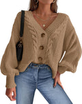 Cardigan Sweaters for Women V Neck Chunky Cable Knit