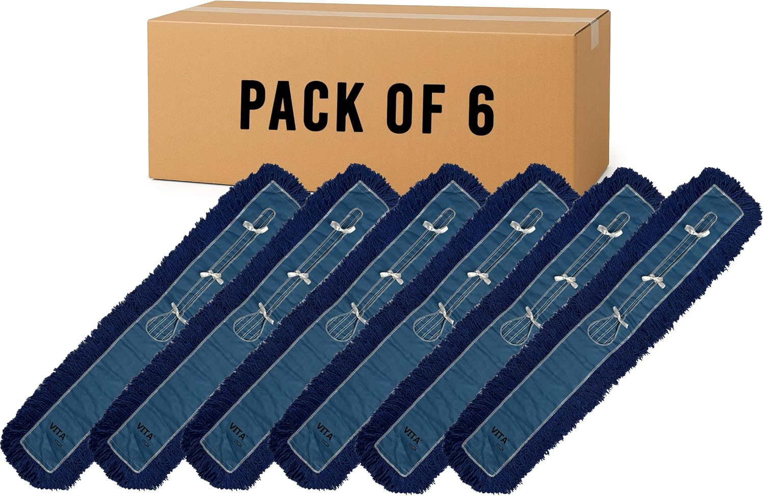 Heavy-Duty Industrial Closed-Loop Dust Mops - 6 Pack - 48 in