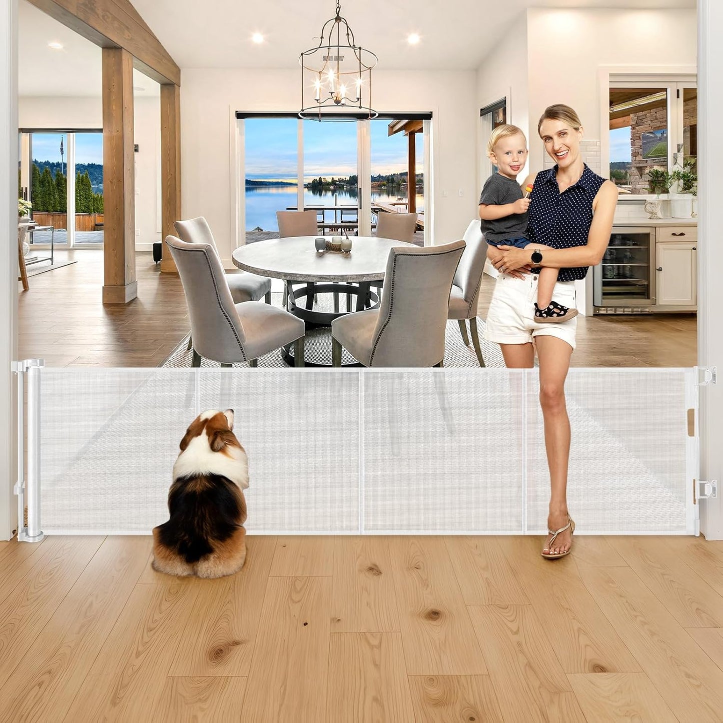 28 Inch Tall Retractable Dog Gate for Small Pets and Toddlers