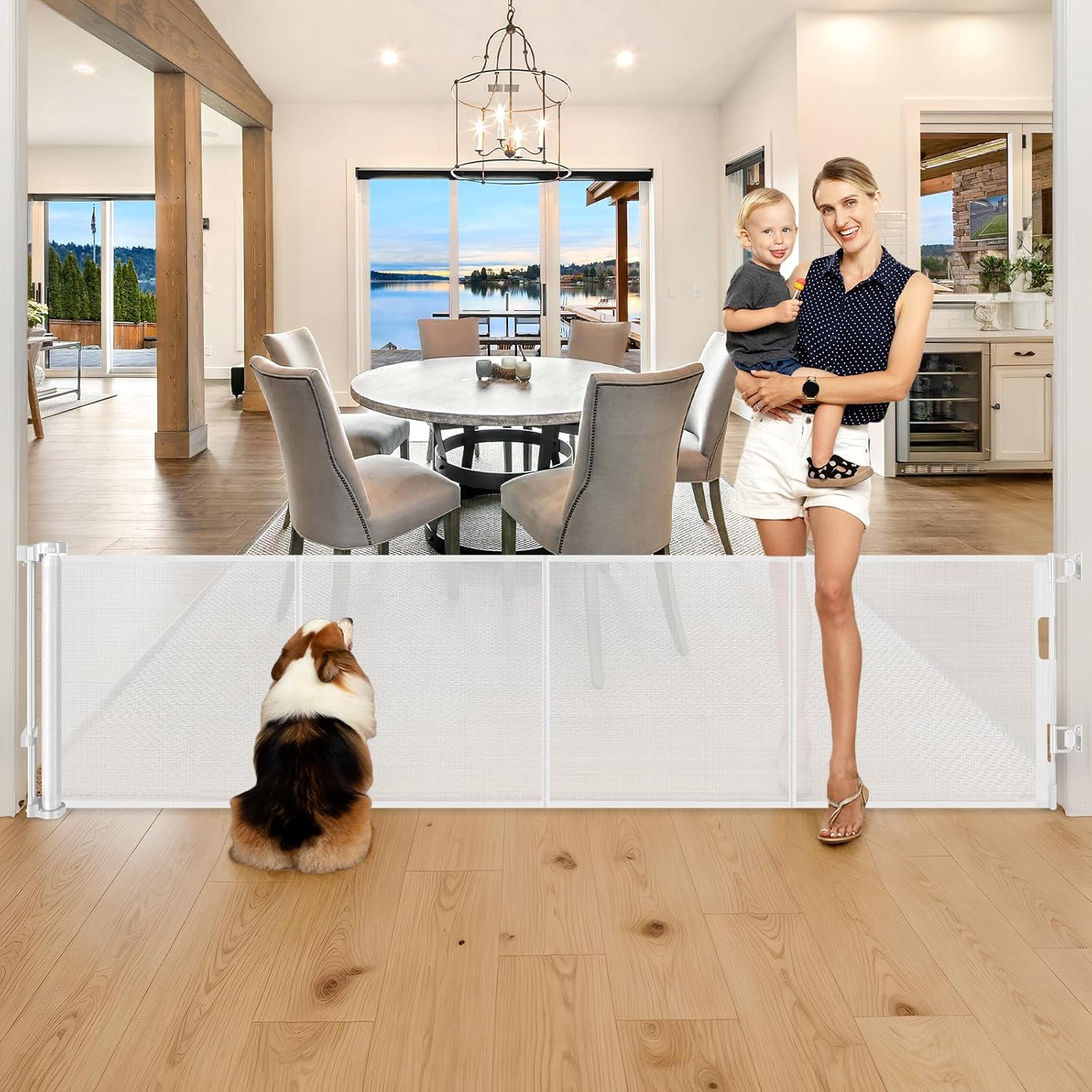28 Inch Tall Retractable Dog Gate for Small Pets and Toddlers