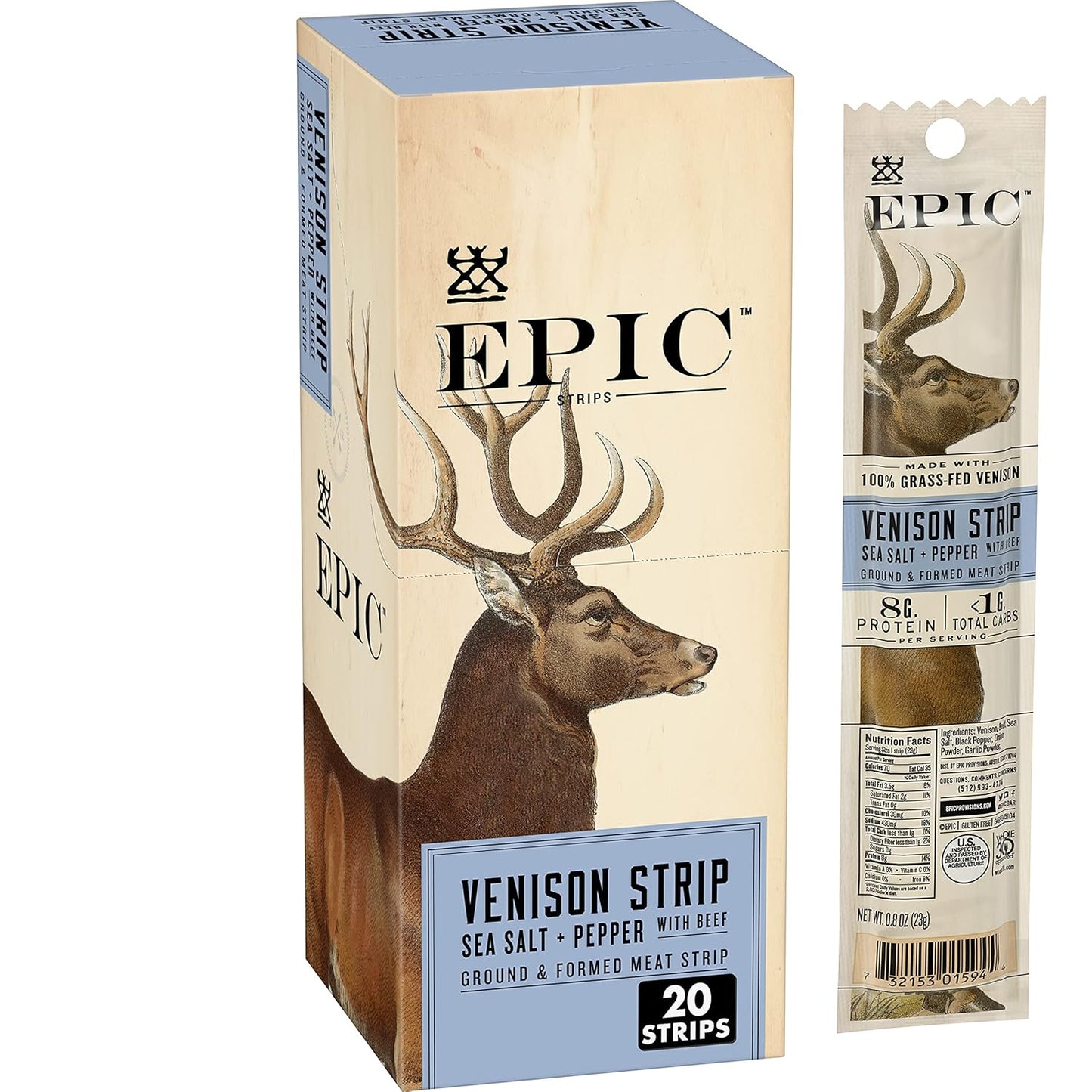 EPIC Venison & Beef Strips - Keto Friendly Protein Snack