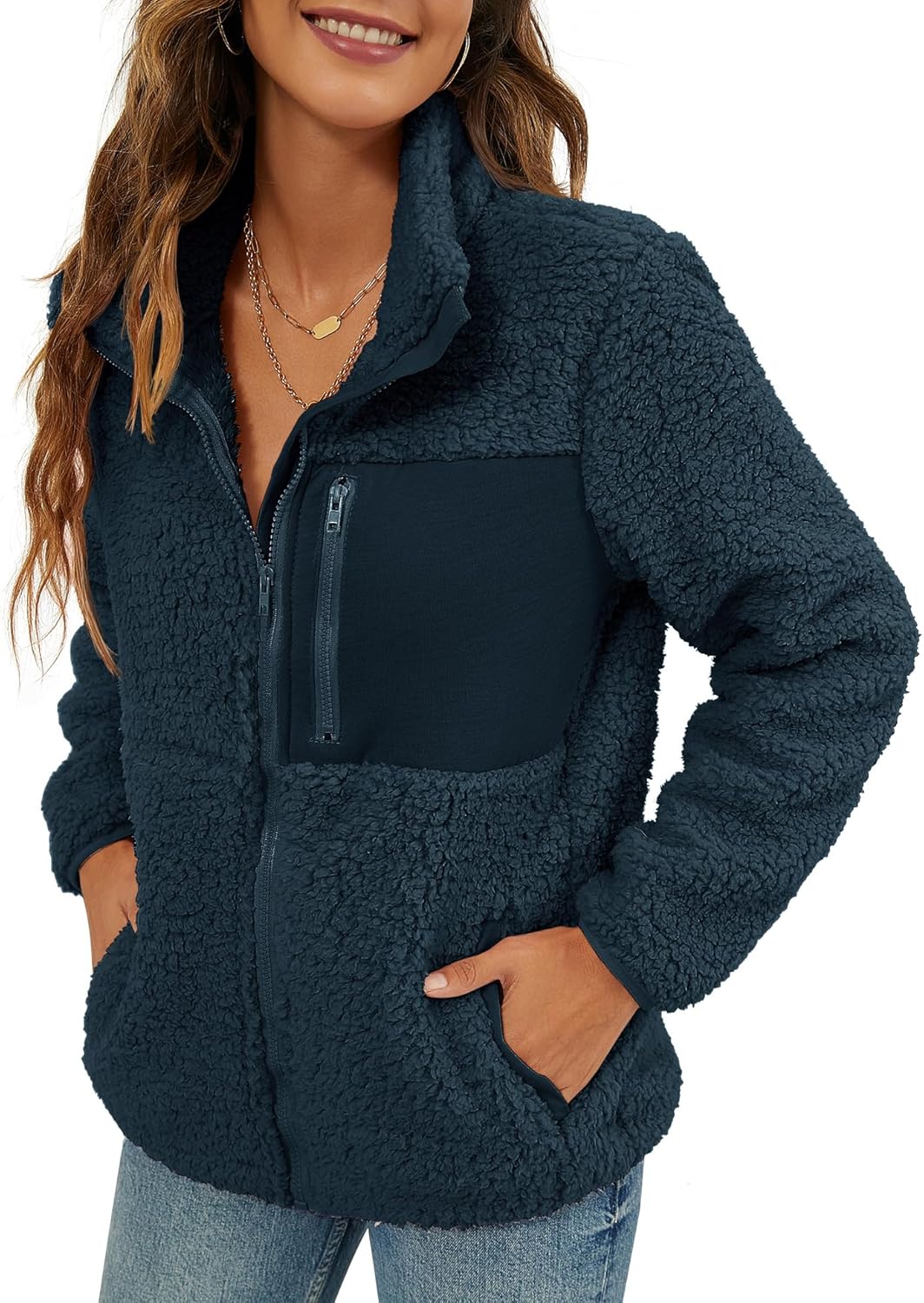 VVK Women's Fashion Faux Shearling Shaggy Full Zip Coat Review