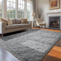 8x10 Grey Fluffy Area Rug for Living Room - Plush, Machine Washable