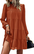 KIRUNDO Long Sleeve Baby Doll Dress 2025 - Flowy Tiered Mini Women's