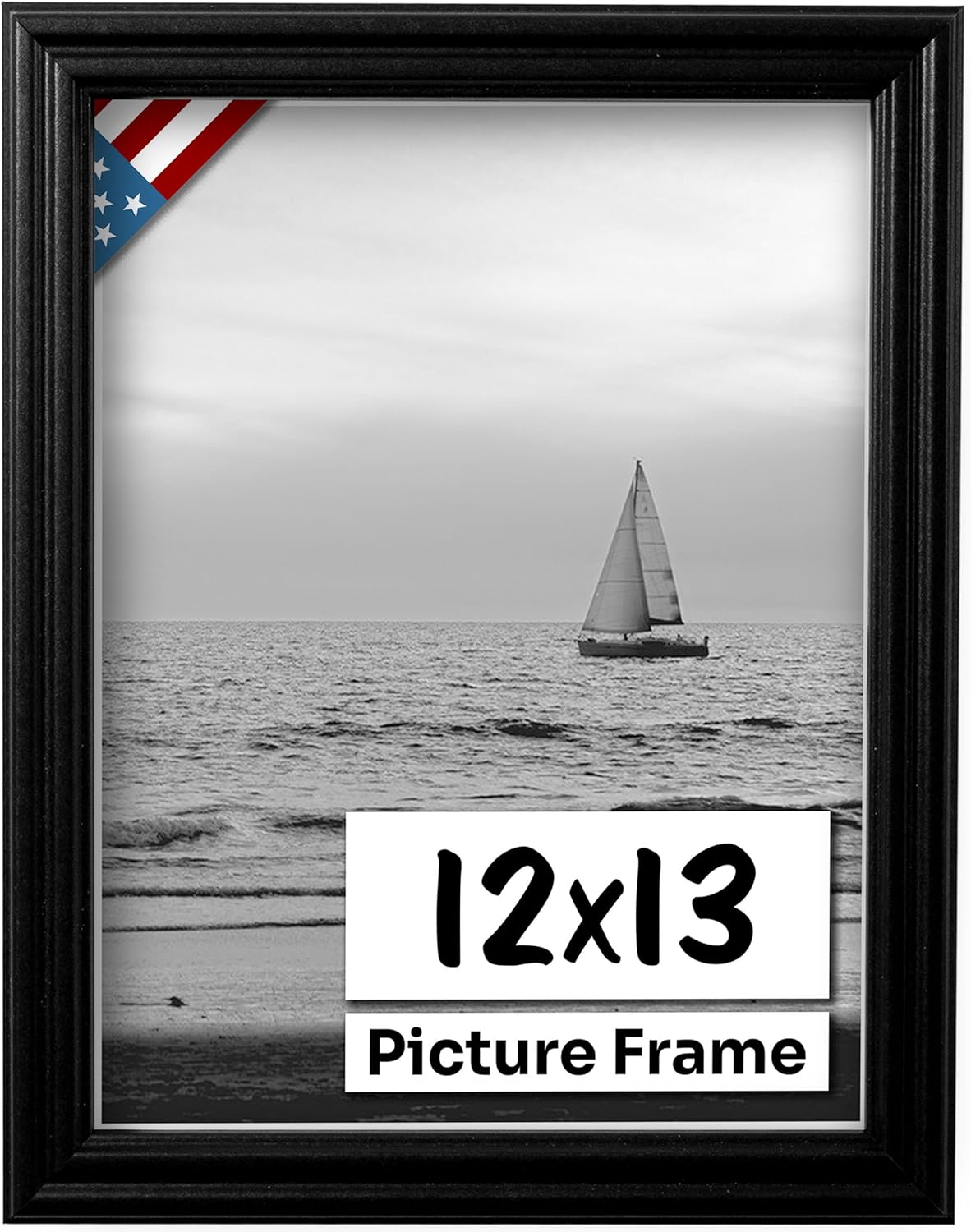 Black 12x13 Picture Frame with UV-Blocking Plexiglass for Art