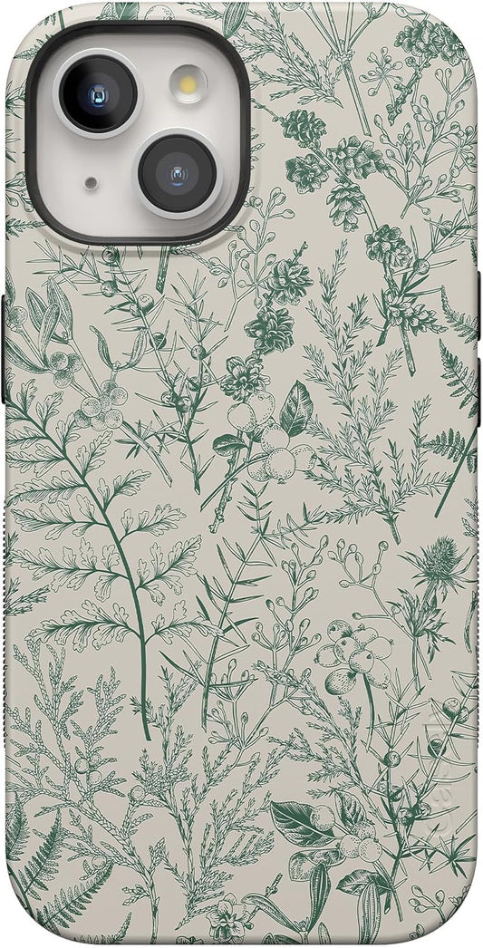 Casely iPhone 15 Case - Sage Garden Green Floral Design