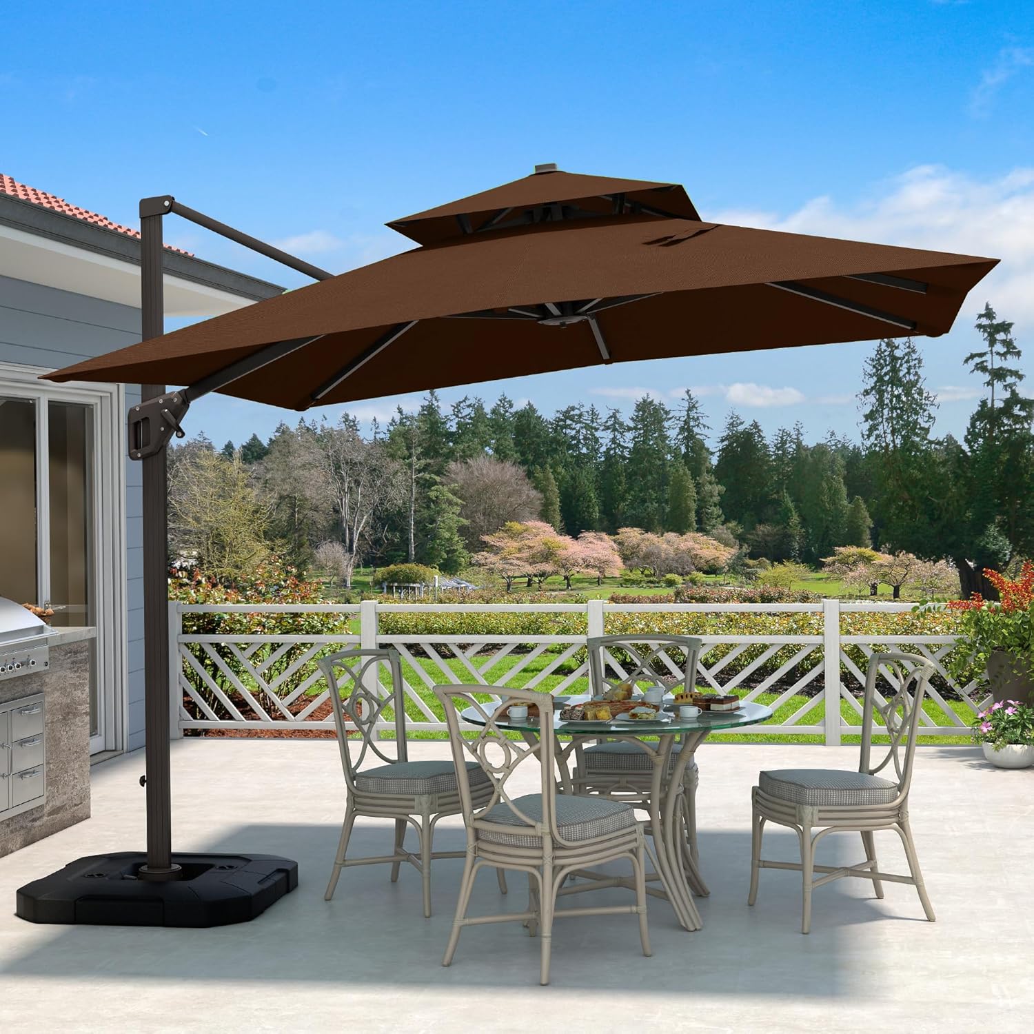 10ft X 10ft Heavy Duty Cantilever Patio Umbrella for Outdoor Use