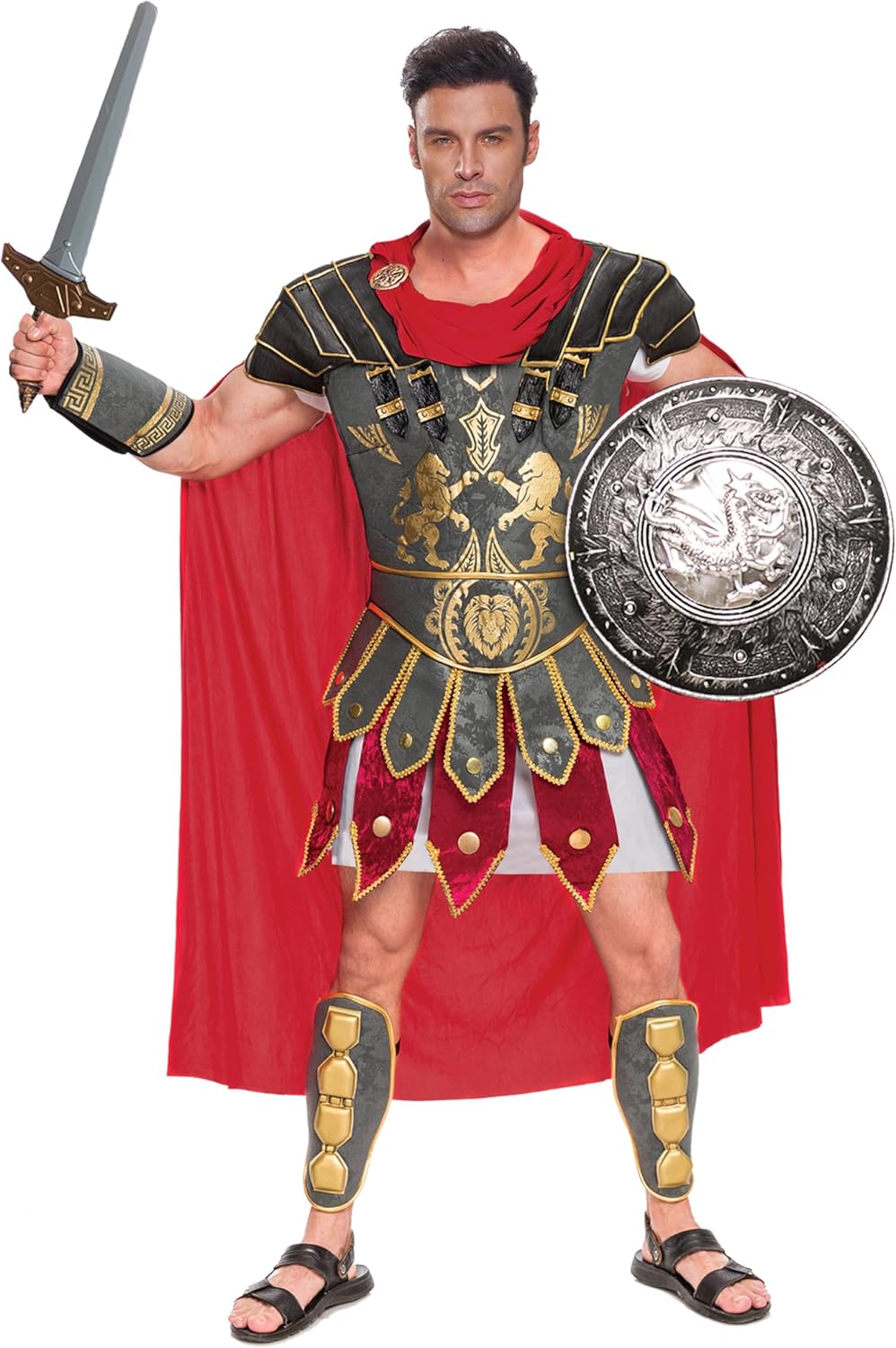 Brave Mens Roman Gladiator Costume Set for Halloween Parties