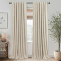 KOUFALL Light Tan Back Tab Linen Blackout Curtains 92 in - Darkening