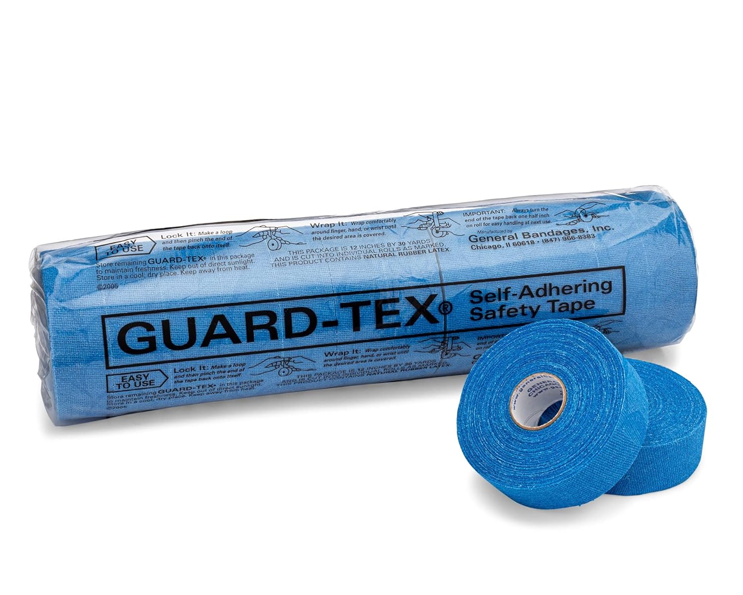 Guard-Tex Blue Finger Tape 1 inch - Self-Adhesive No Residue