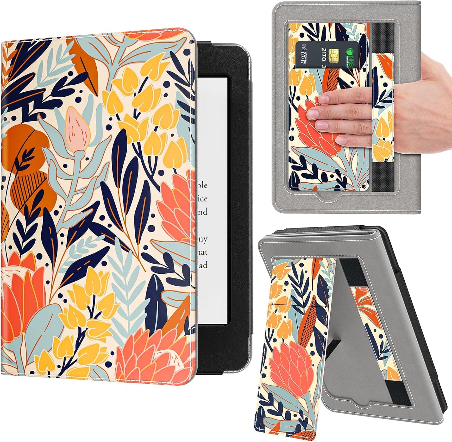 VORI Stand Case for 7in Kindle Paperwhite with Floral Design