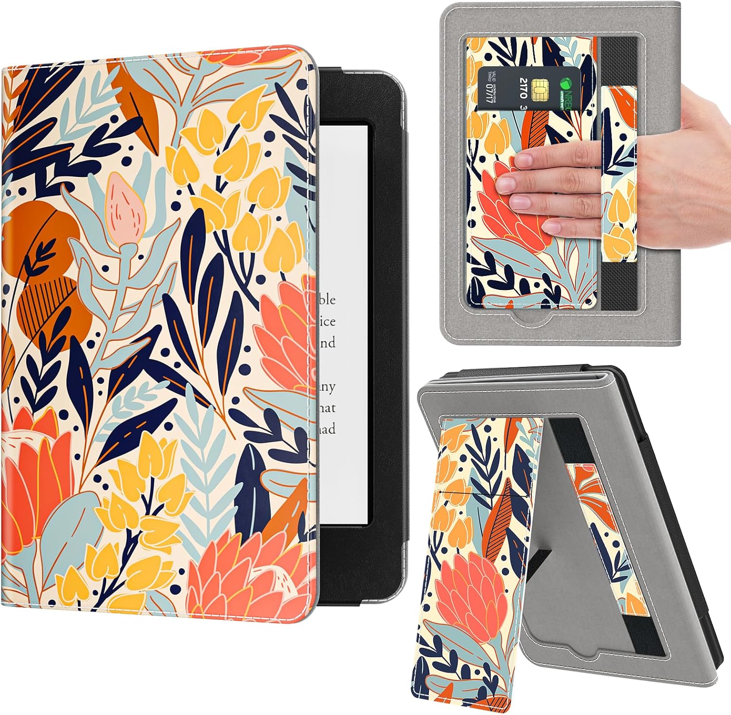VORI Stand Case for 7in Kindle Paperwhite with Floral Design
