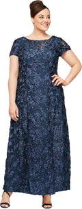 Alex Evenings Women's Long Rosette Mother of the Bride Dress - Short
