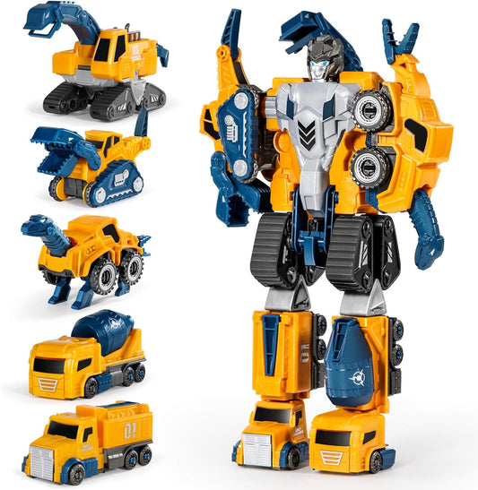 MIEBELY 5Pcs Toddler Transforming Robot Set - Easy DIY Magnetic STEM