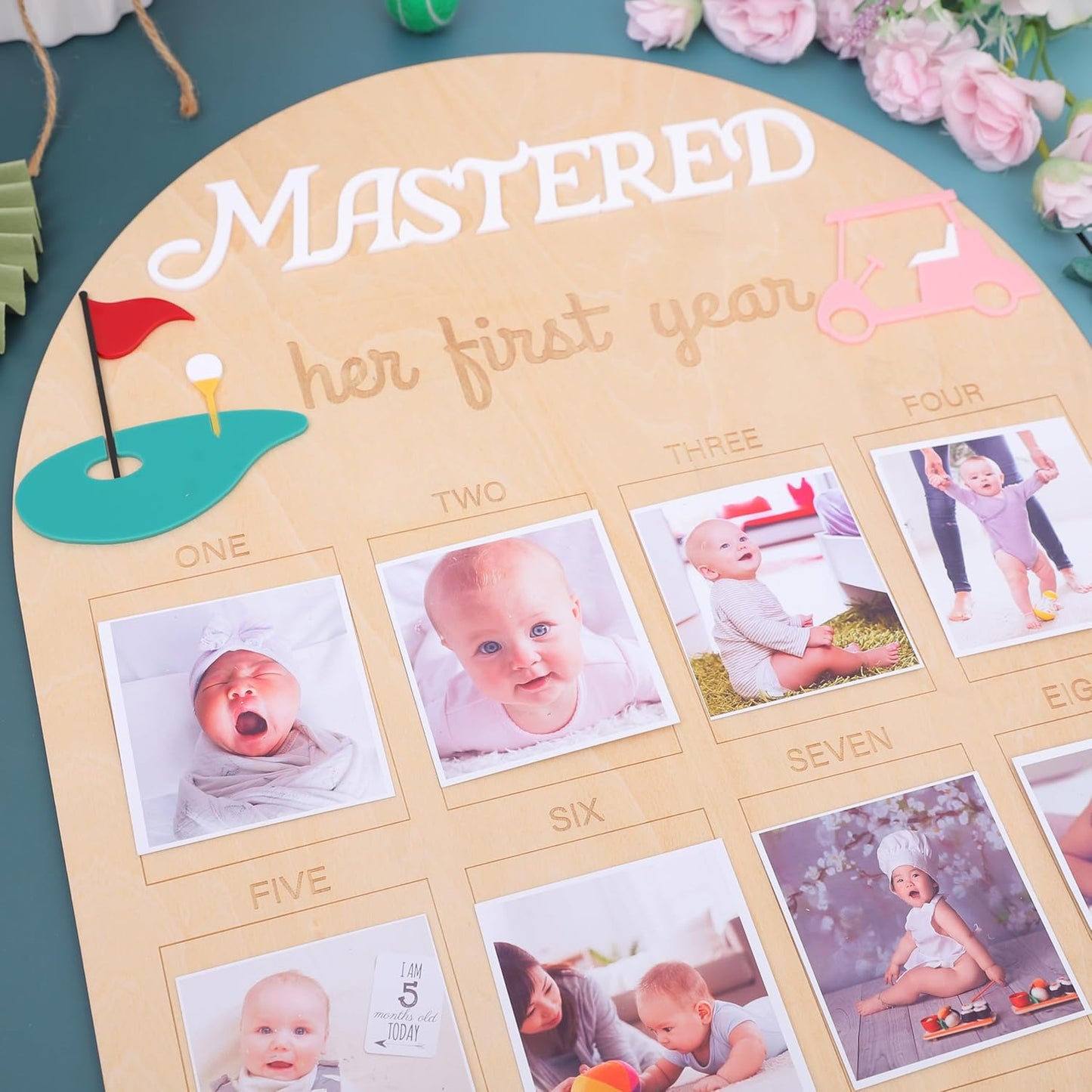 Her First Year Golf Photo Board for Milestone Memories
