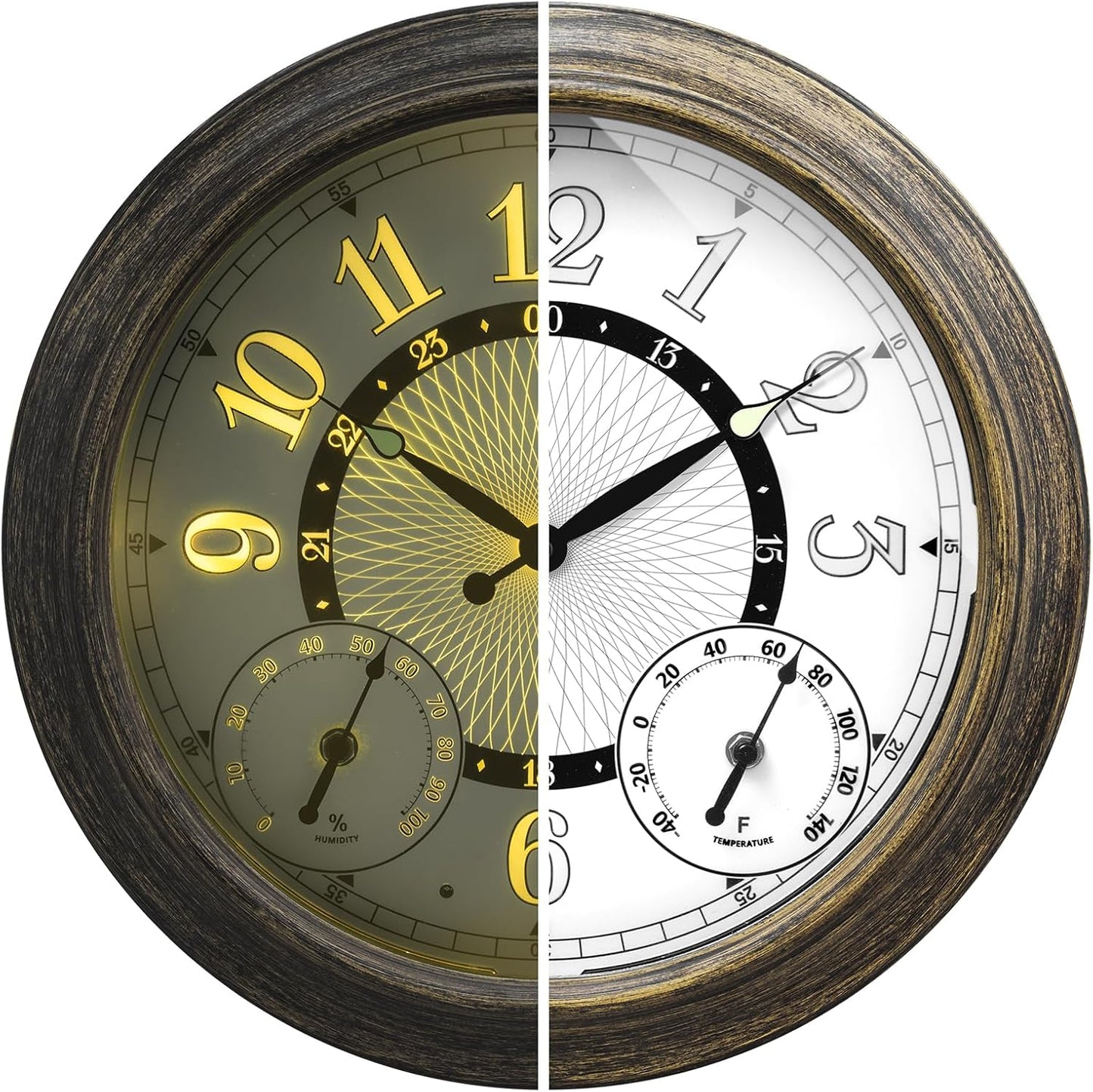 Illuminated Large Metal Outdoor Clock with Smart Sensor Features