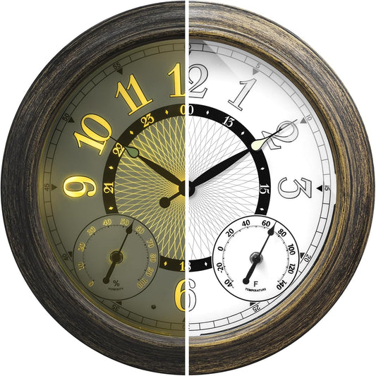 Illuminated Large Metal Outdoor Clock with Smart Sensor Features