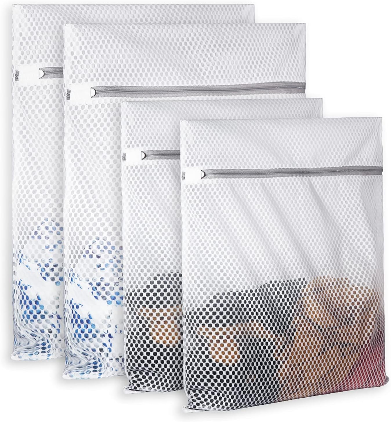 Durable Honeycomb Mesh Laundry Bags - Set of 4