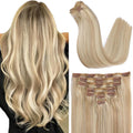 Clip in Hair Extensions Real Remy Human Hair Dark Golden Brown - 20in