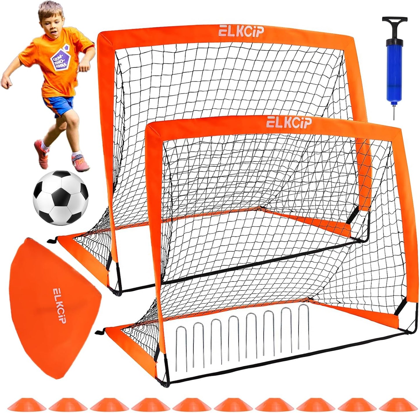 Kids Soccer Goals for Backyard Set of 2, Portable Soccer Nets