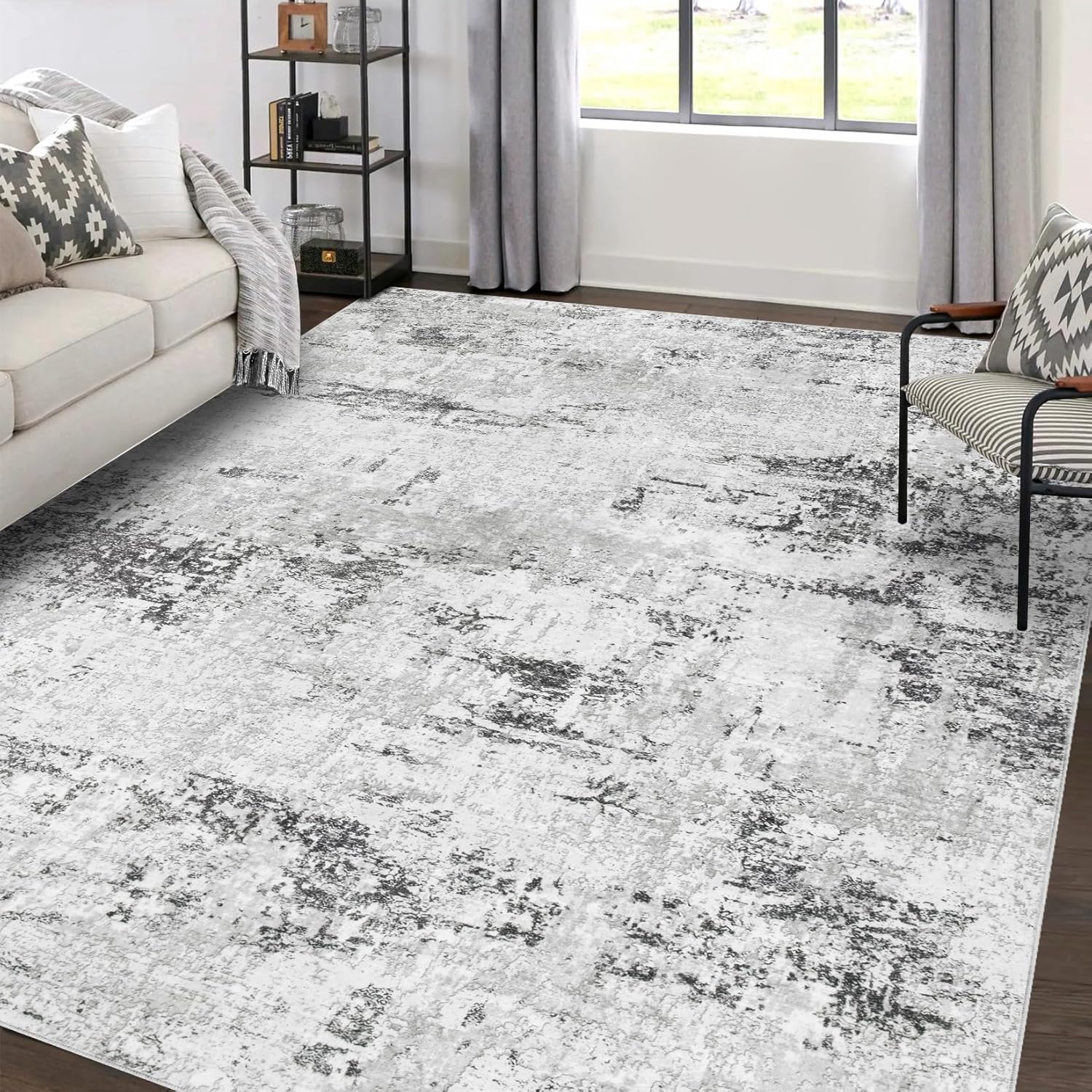 Large Modern Abstract Washable Area Rugs 9x12 for Home Decor