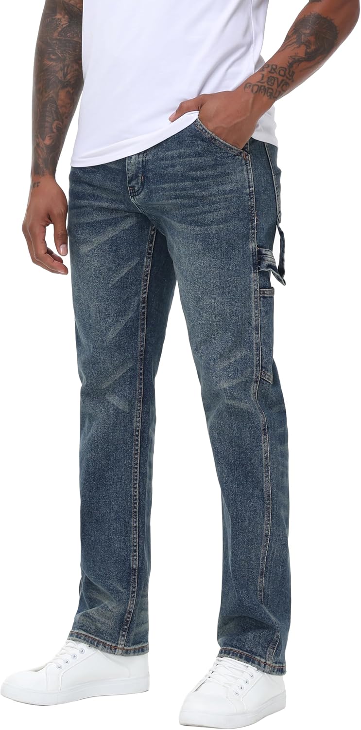 Men's Stretch Regular Fit Straight-Leg Denim Pants for Comfort