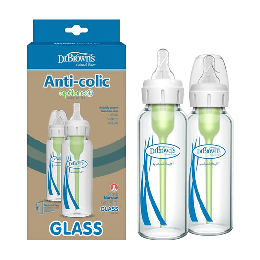 Anti-Colic Glass Baby Bottles, 2Pack - 8 oz