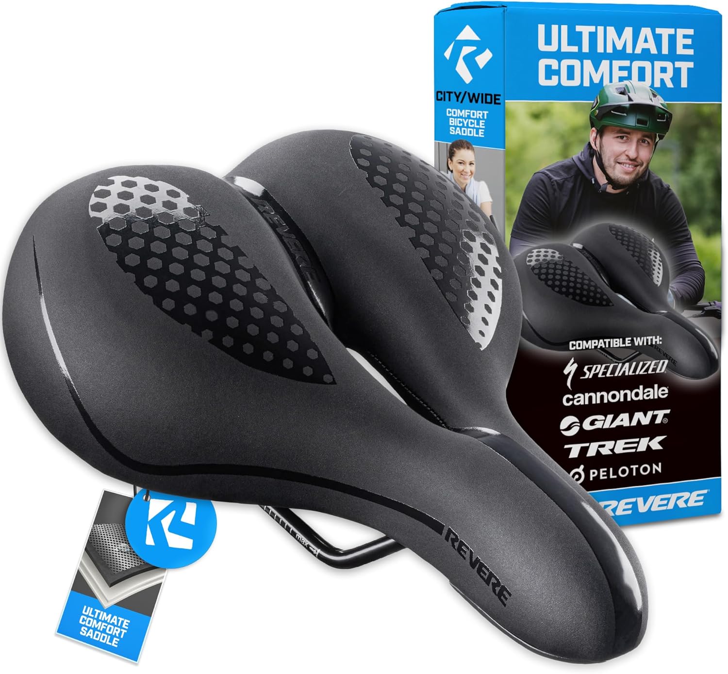 Revere Bike Seat Performance Memory Foam for Ultimate Comfort