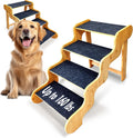 Dog Stairs for Large Dogs - 4 Steps Bamboo Wooden Ramp