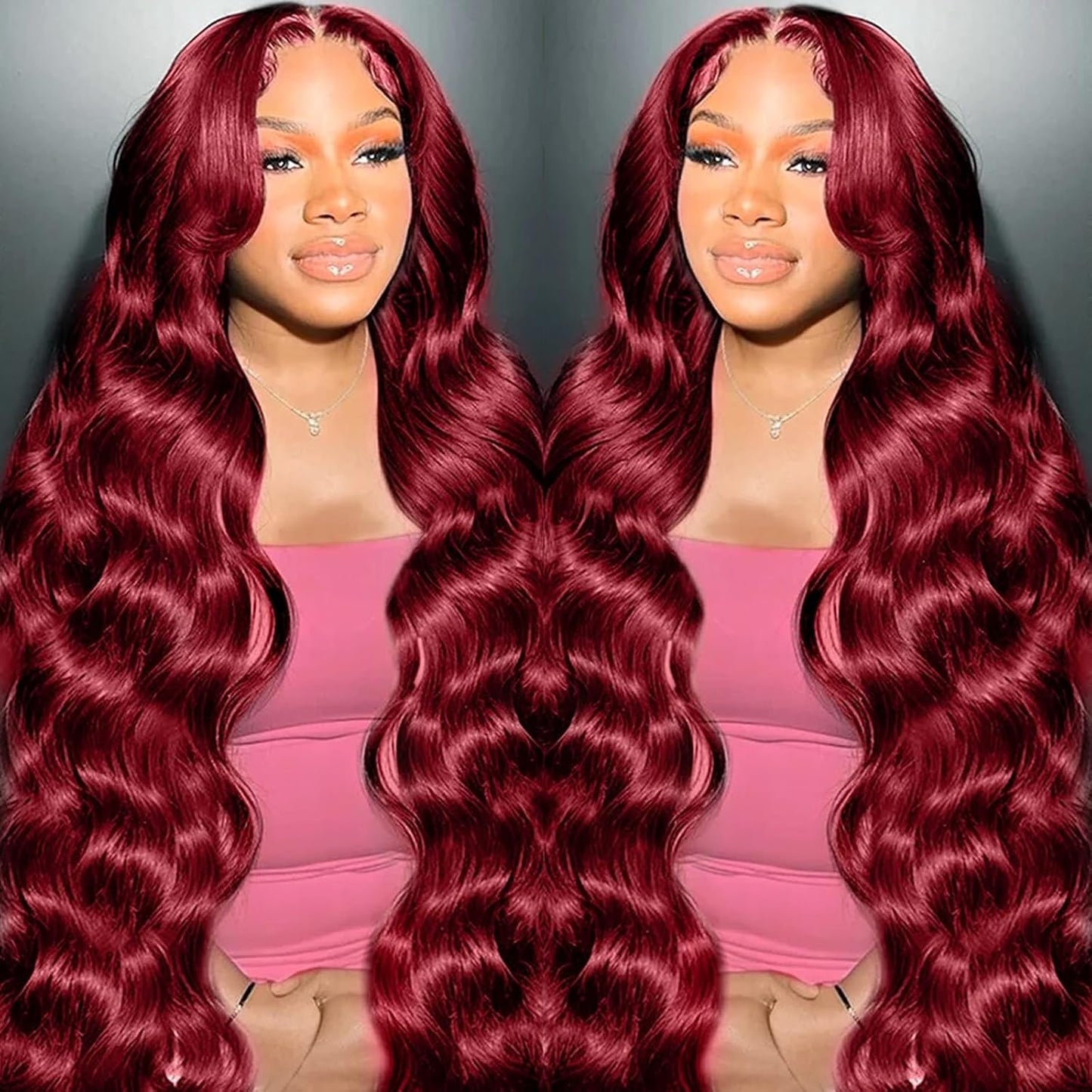 99J Burgundy Wig Human Hair 30inch Body Wave Lace Front Wigs