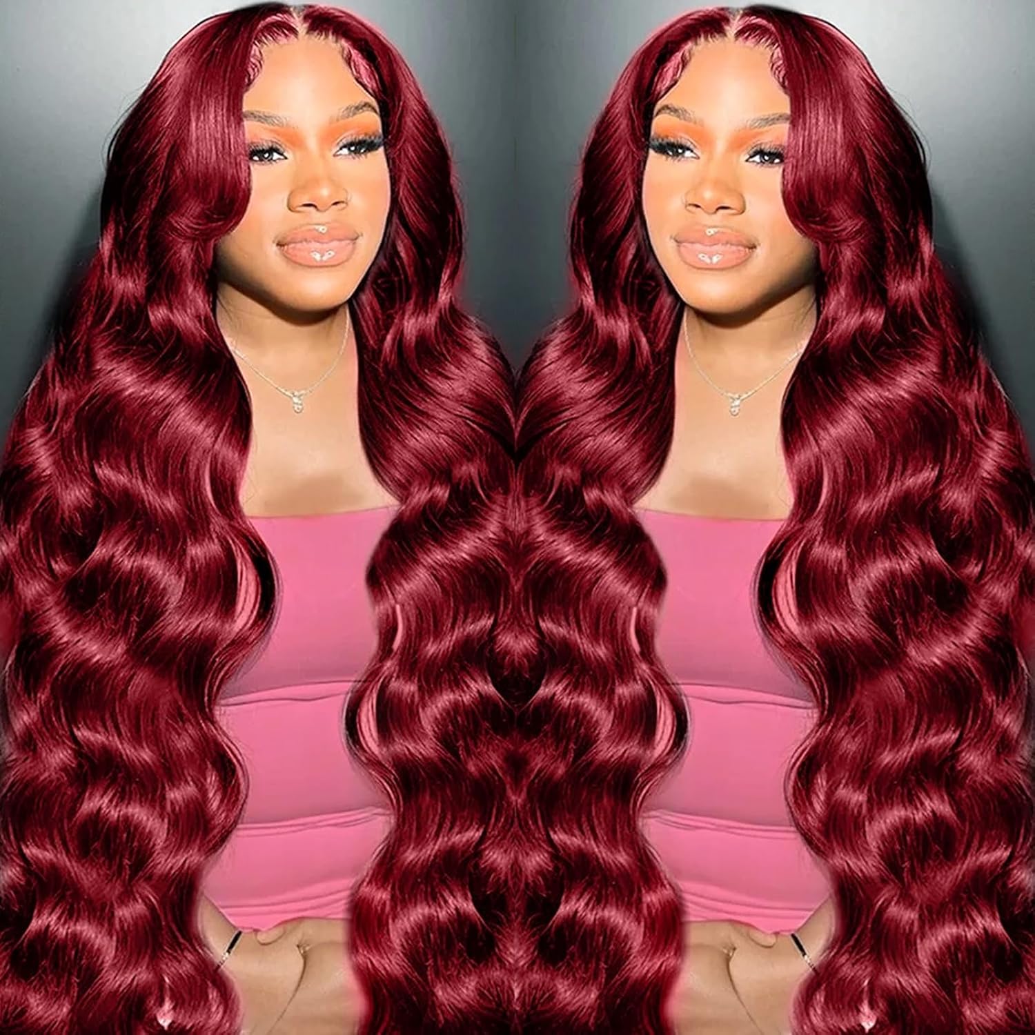 99J Burgundy Wig Human Hair 30inch Body Wave Lace Front Wigs