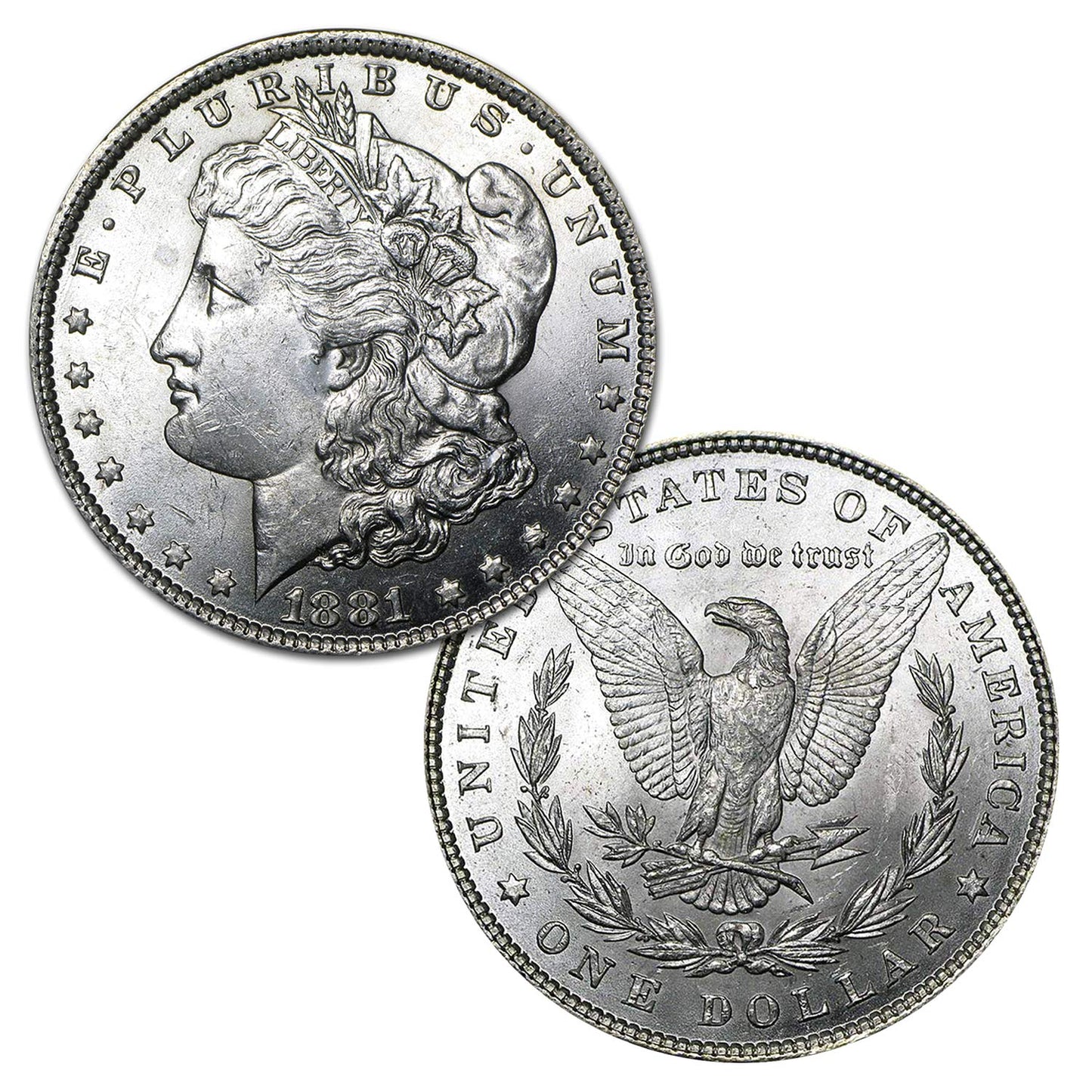 USA 1881 P Morgan Silver Dollar Coin - Brilliant Uncirculated