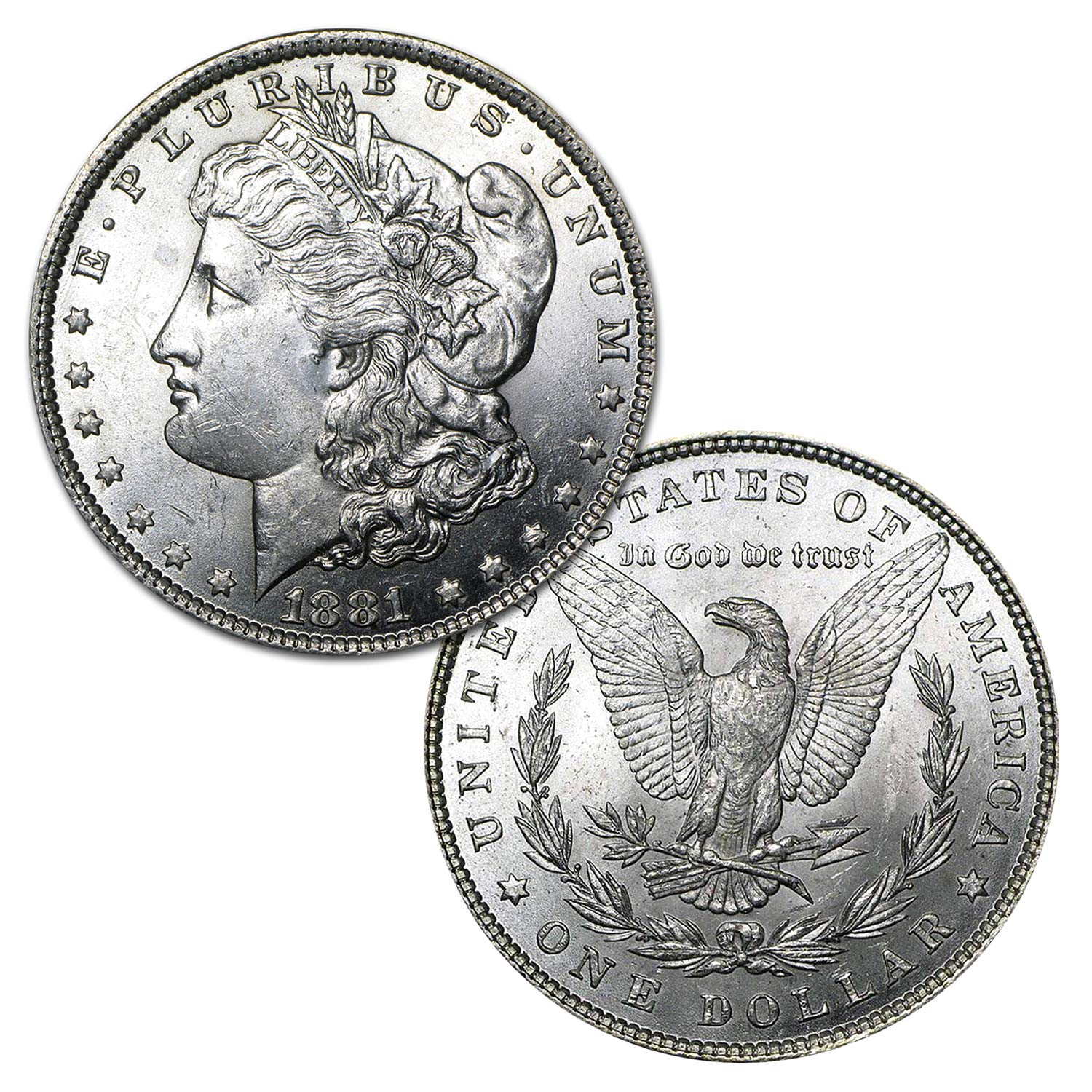 USA 1881 P Morgan Silver Dollar Coin - Brilliant Uncirculated