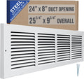 Fits 24x8 Duct Opening Steel Baseboard Return Air Grille - Durable