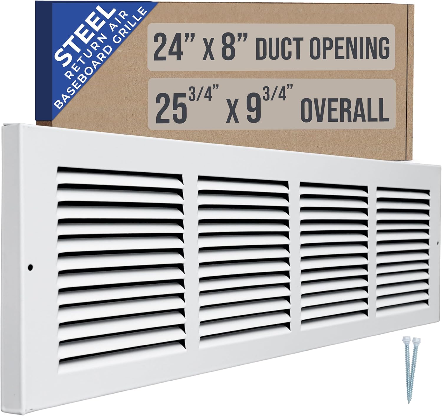 24x8 Steel Baseboard Return Air Grille for Efficient Airflow