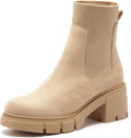 REDTOP Women's Elastic Chelsea Boots with Chunky Block Heels