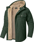 Mr.Stream Men's Hooded Coat Plaid Sherpa Lined Fleece Shirt Jacket