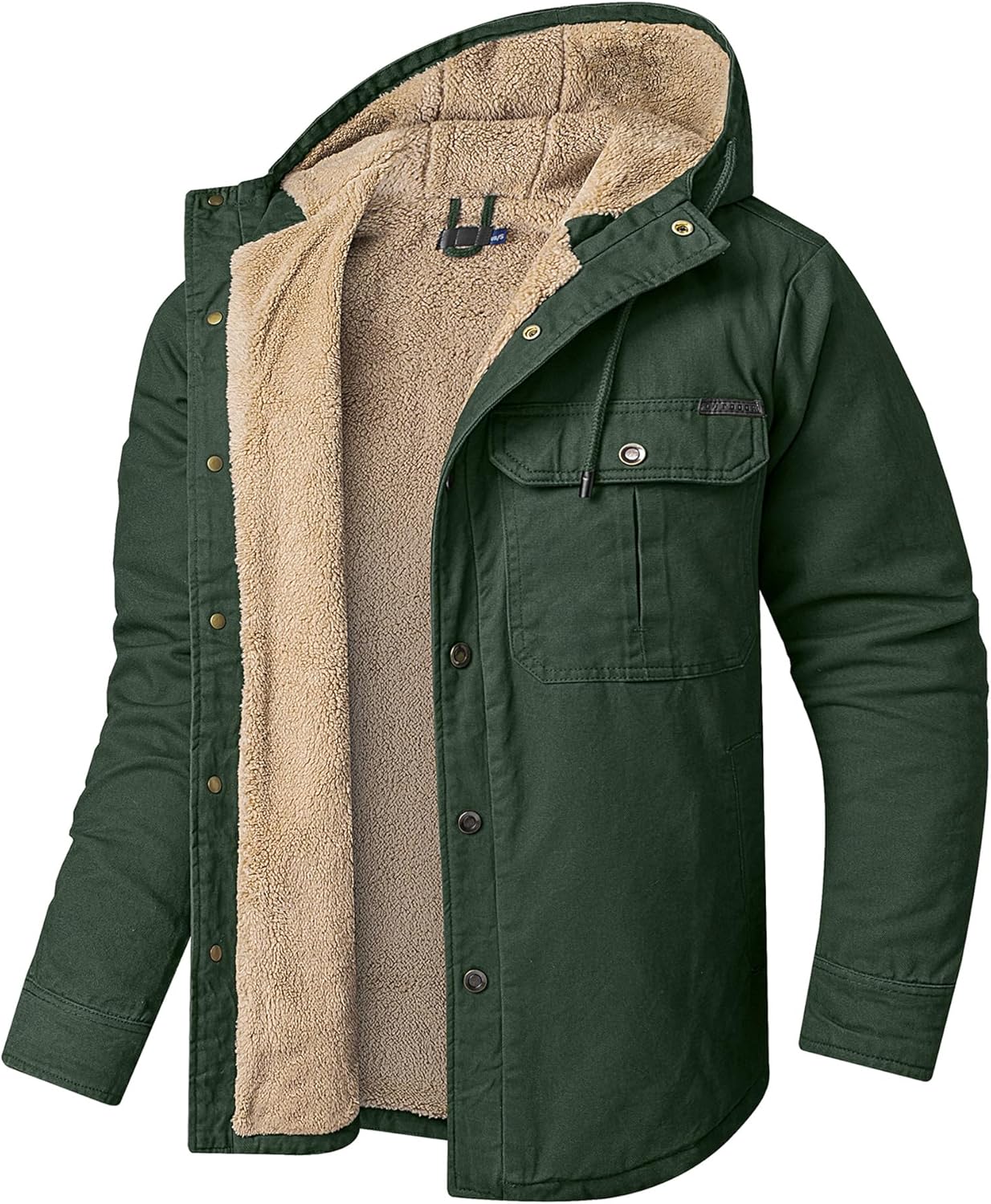 Mr.Stream Men's Hooded Coat Casual Thicken Plaid Work Jacket