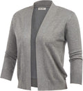 3/4 Sleeve Cropped Cardigan Knit Sweater - Lightweight Open Front Size