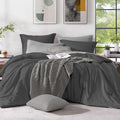Monbix King Size Comforter Set Dark Grey Reversible 7-Piece