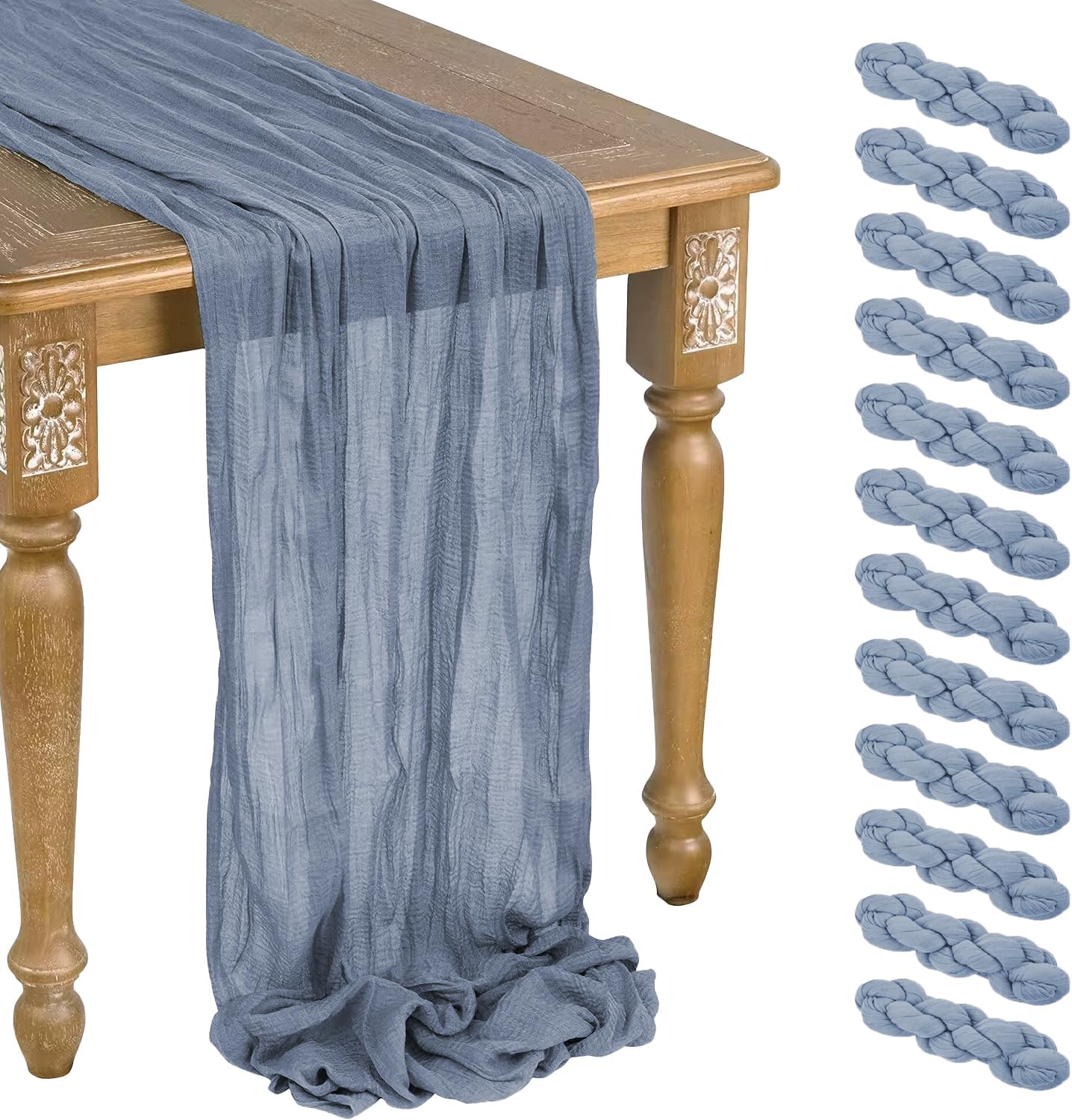12 Pack Dusty Blue Cheesecloth Table Runner for Weddings & Events