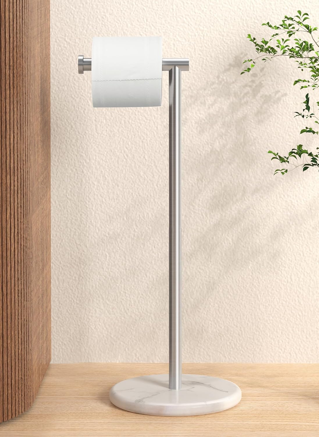 Modern Freestanding Toilet Paper Holder with Unique Marble Base