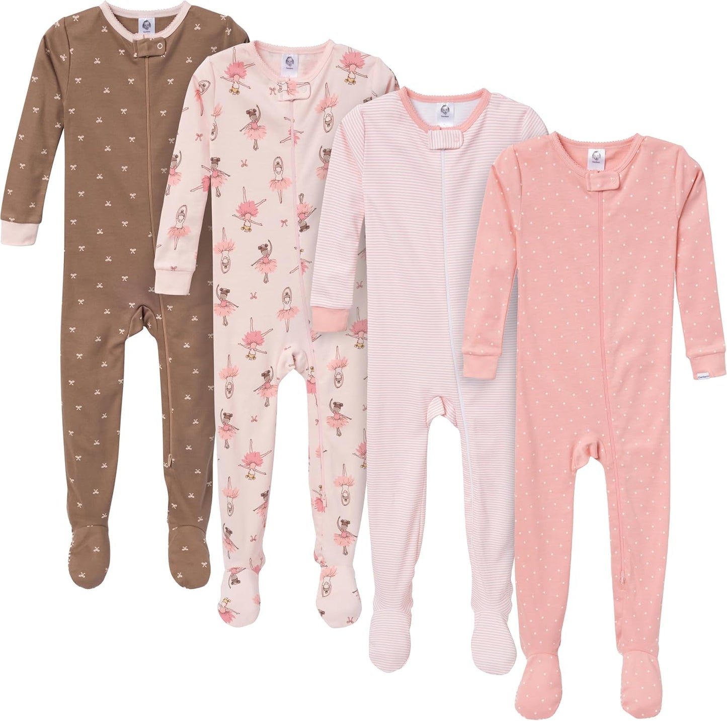 Gerber Baby-Girls 4-Pack Footed Pajamas for Cozy Comfort