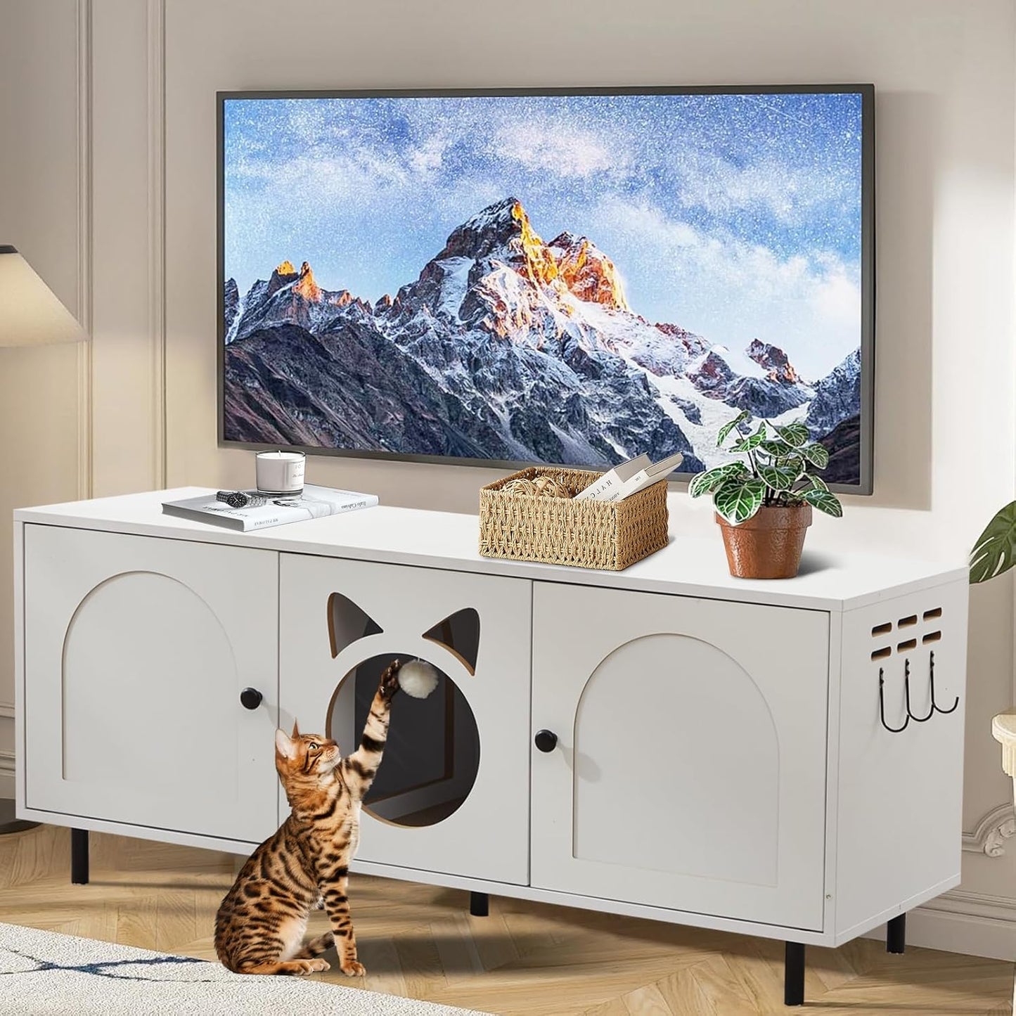 CHARMELEON Large Cat Litter Box Enclosure for 2 Cats