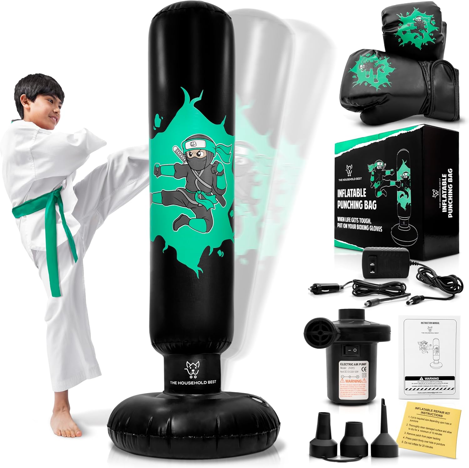 Kids' Inflatable Ninja Boxing Bag Set - Taekwondo Fun!