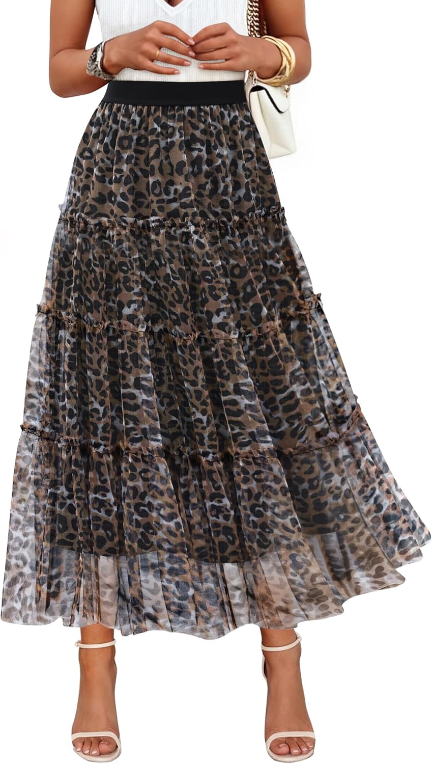 ZESICA Women's Tulle Maxi Skirt for Elegant Fall Fashion
