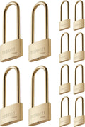 Weather Proof Lock Keyed Alike Solid Brass Padlocks 12 Pack - Long