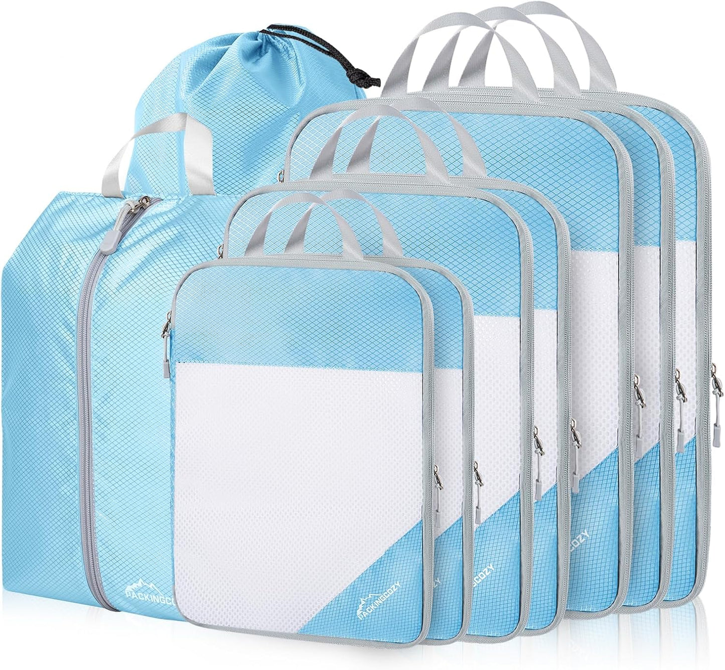 Compression Packing Cubes for Travel - 9 Set Lightweight Organizer