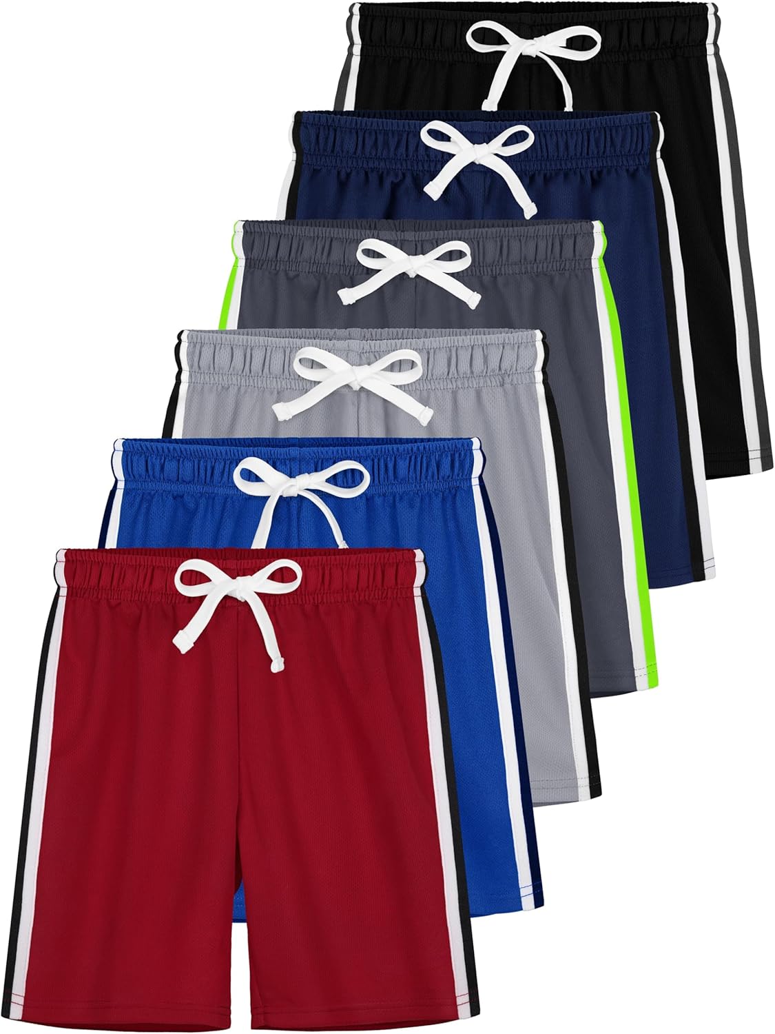6 Pack Toddler Boys Athletic Shorts for Summer Sports Activities